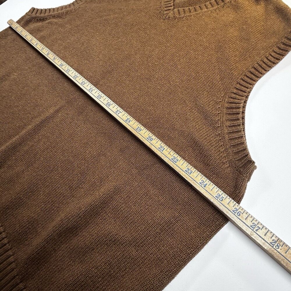 Vintage Lands End V-neck Sweater Vest Brown Tan 100% Cotton Hong Kong Mens XXL - Picture 5 of 9